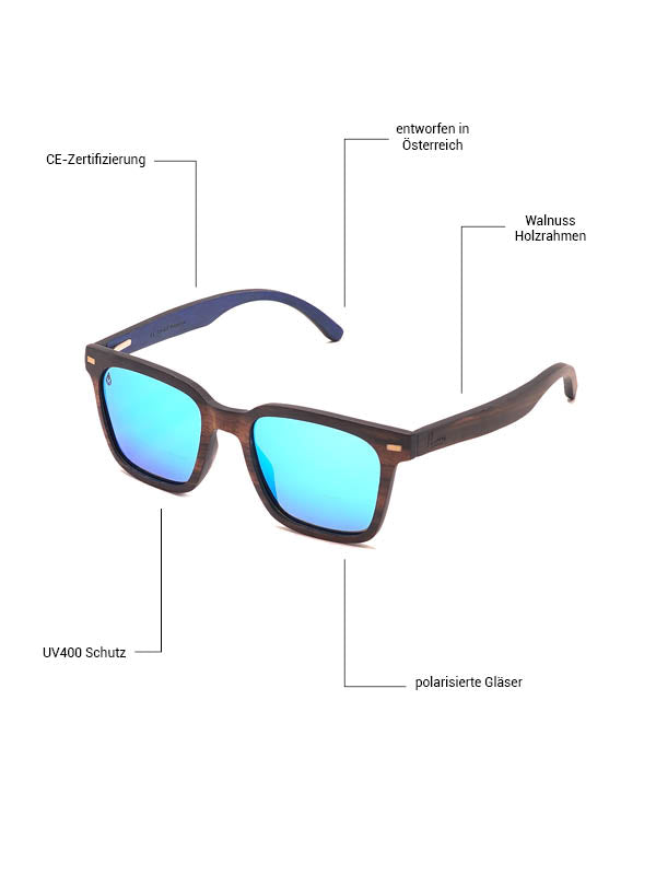 Phell Awaits -Phieres-Wood/Blue Mirror-Sonnenbrille
