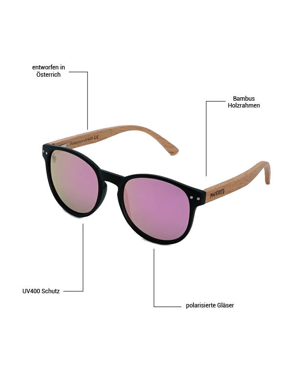 Phainted in Peace-Phieres-Black Pink Mirror Polarized-Sonnenbrille