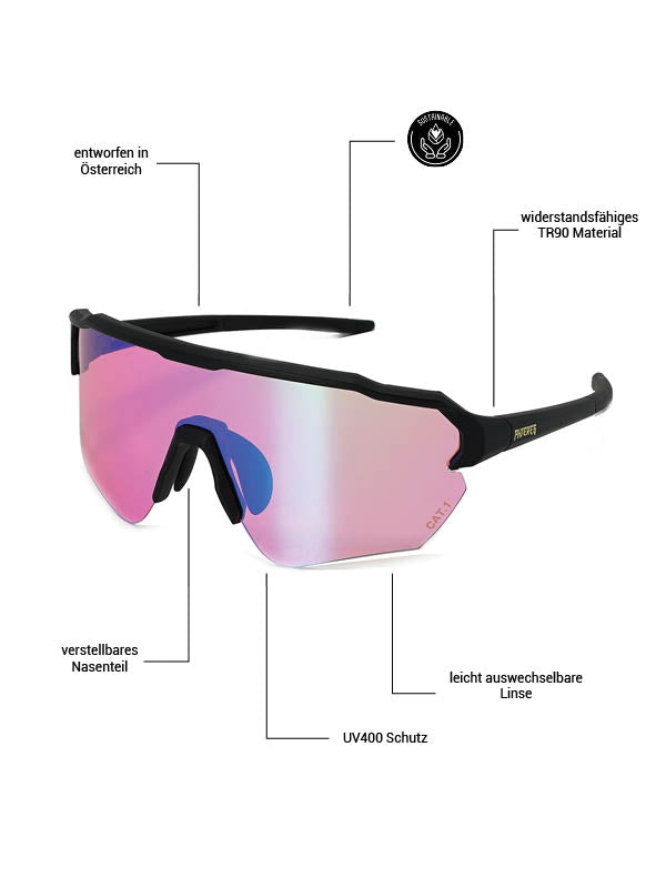 Sandgraiph Ltd - Phieres - Mtt Blk/Pink Green - Technische Sonnenbrille