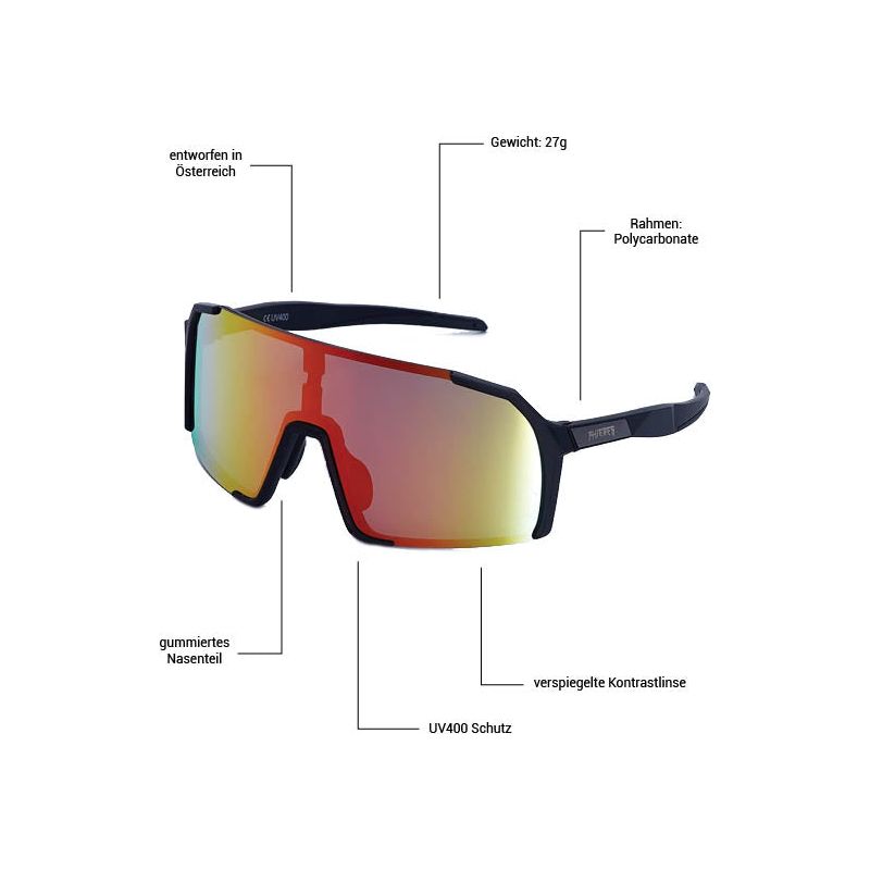 Phingsuit Youth Sportsonnenbrille I Black/Orange-Phieres