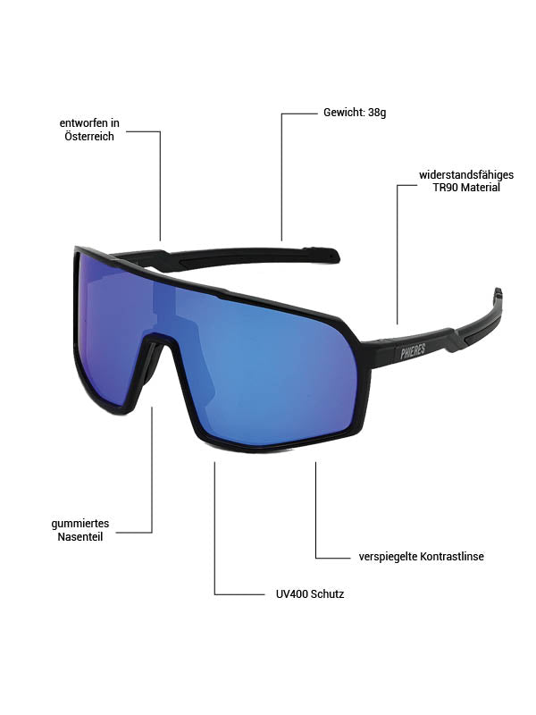 Tawonph - Phieres - Black/Blue Mirror - Sportbrille