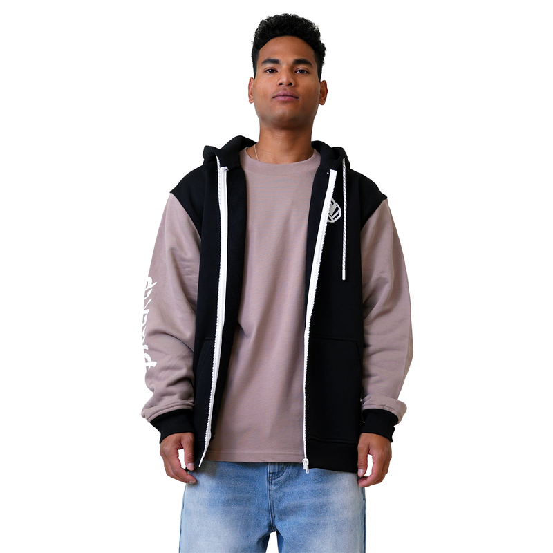 Yaphan Zip Hood - Phieres - Black Taupe - Zip Hoodie