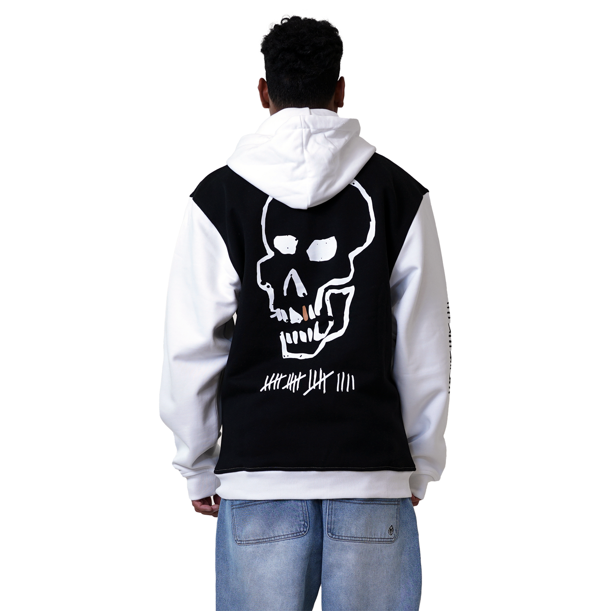 P Since 19 Zip Hoodie I Black White-Phieres